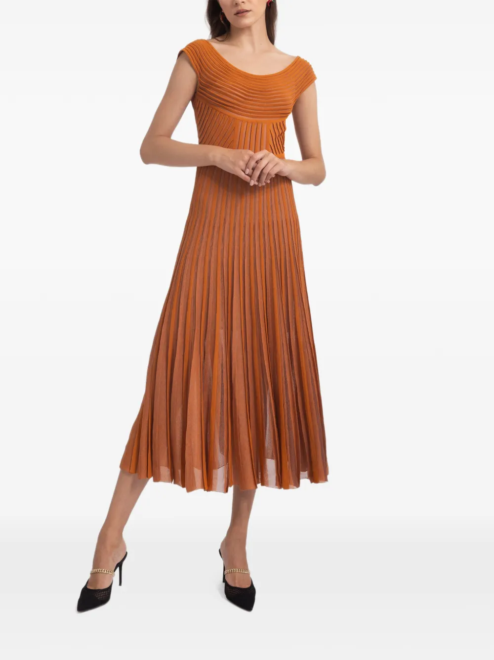 Gemy Maalouf Off-shoulder midi-jurk Oranje