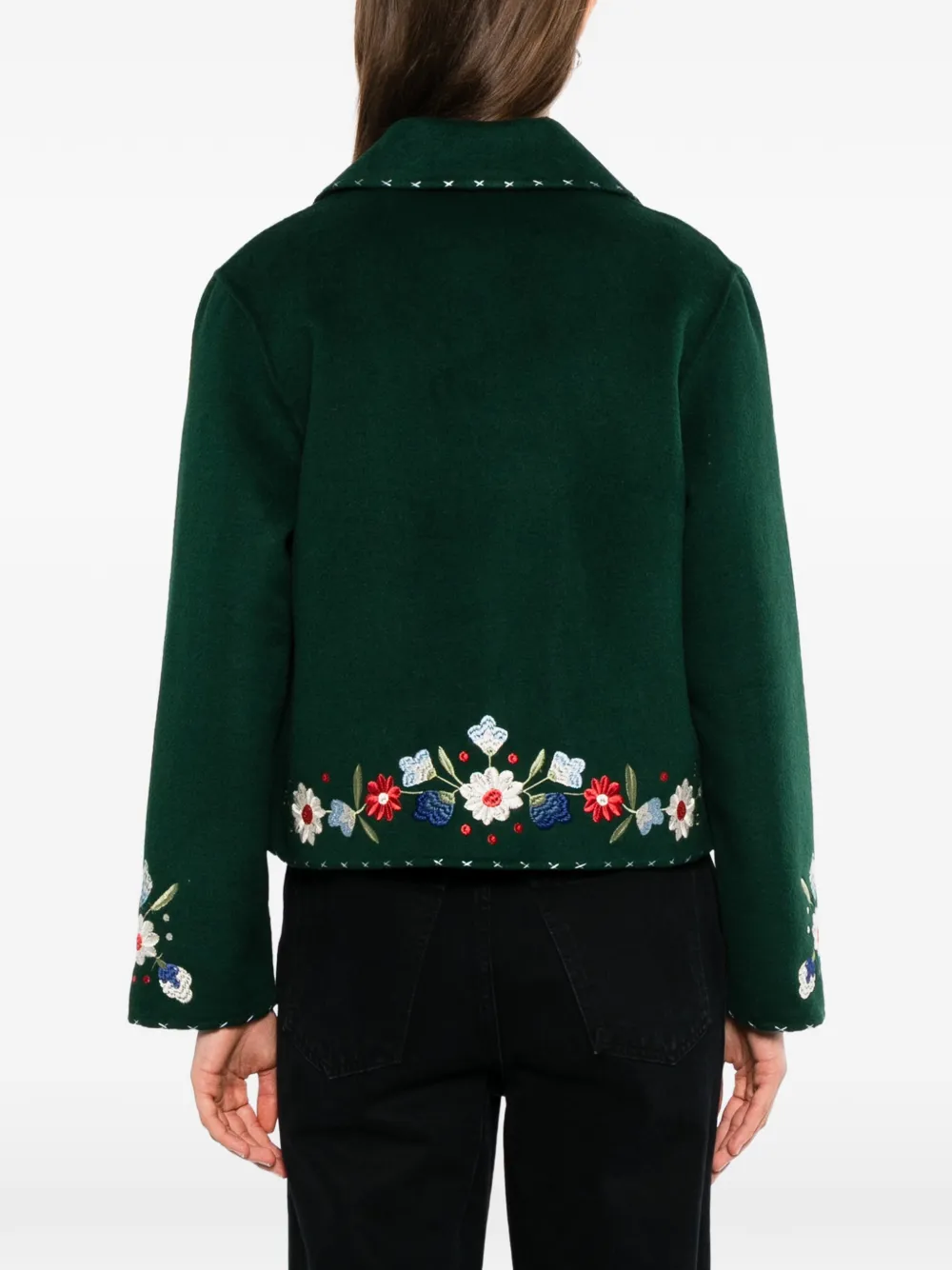 Rixo Jude jack met geborduurde bloemen Groen