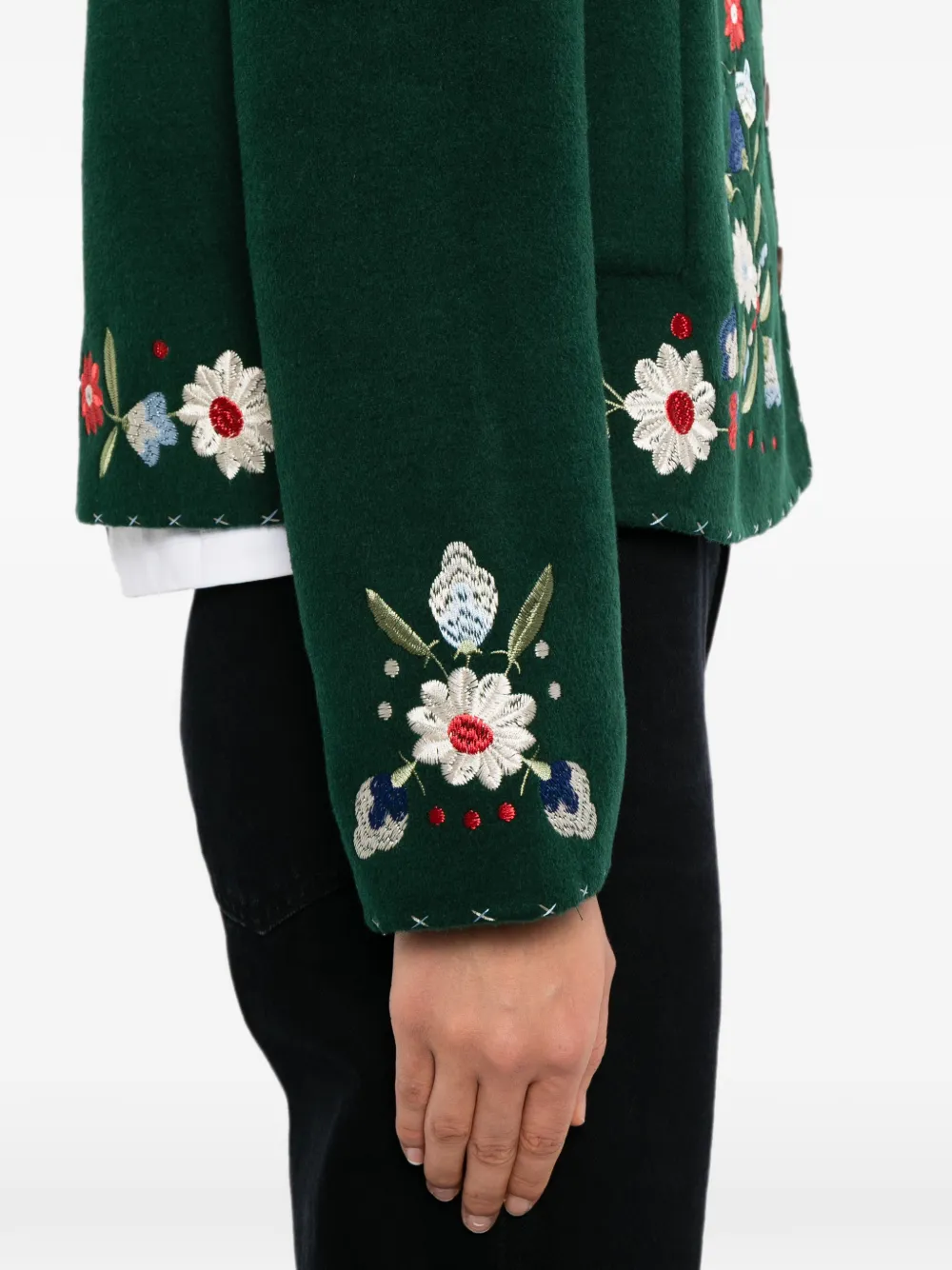 Rixo Jude jack met geborduurde bloemen Groen