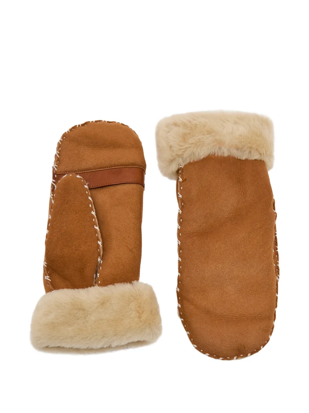 Agnelle Guanti con rifinitura in pelliccia - Marrone