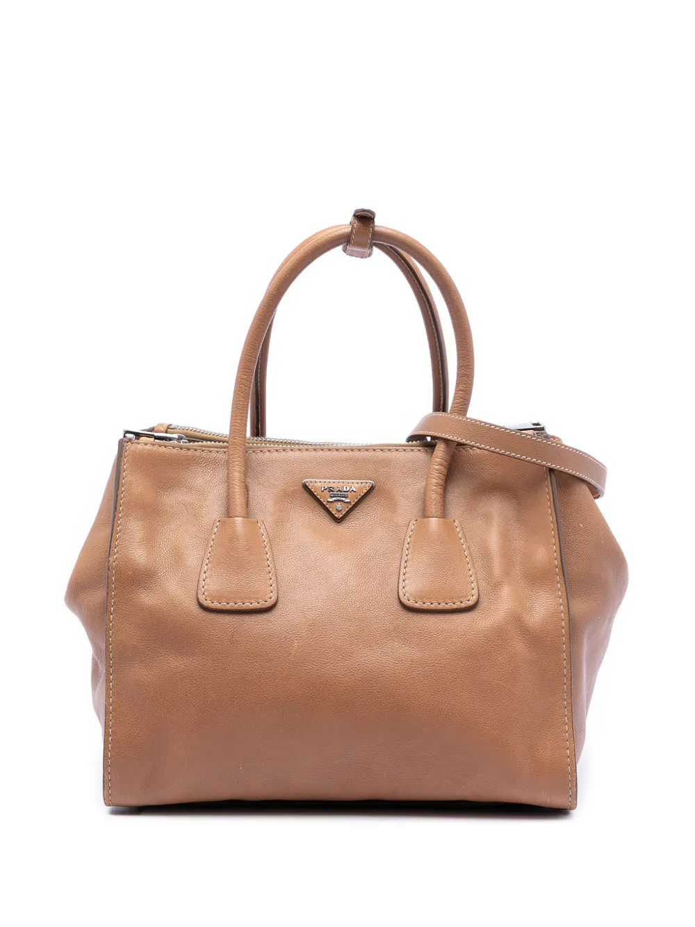 Prada Pre-Owned 2000-2025 Glace Calf Twin Pocket Double Handle satchel - Marrone