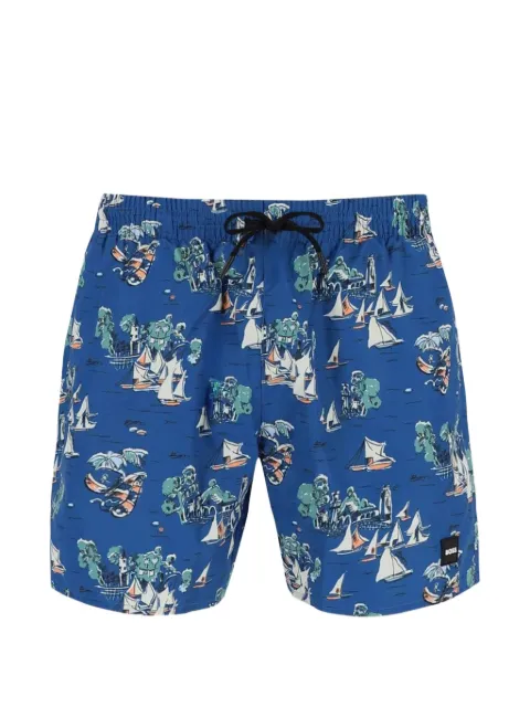 BOSS logo-patch swim shorts