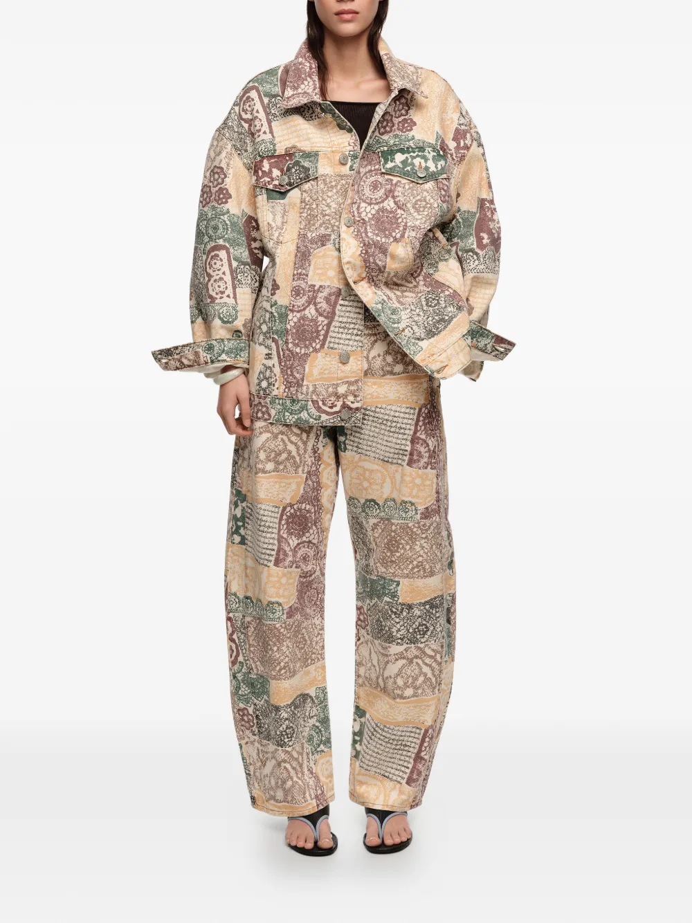  Bimba Y Lola Printed Cotton Jacket - Neutrals 