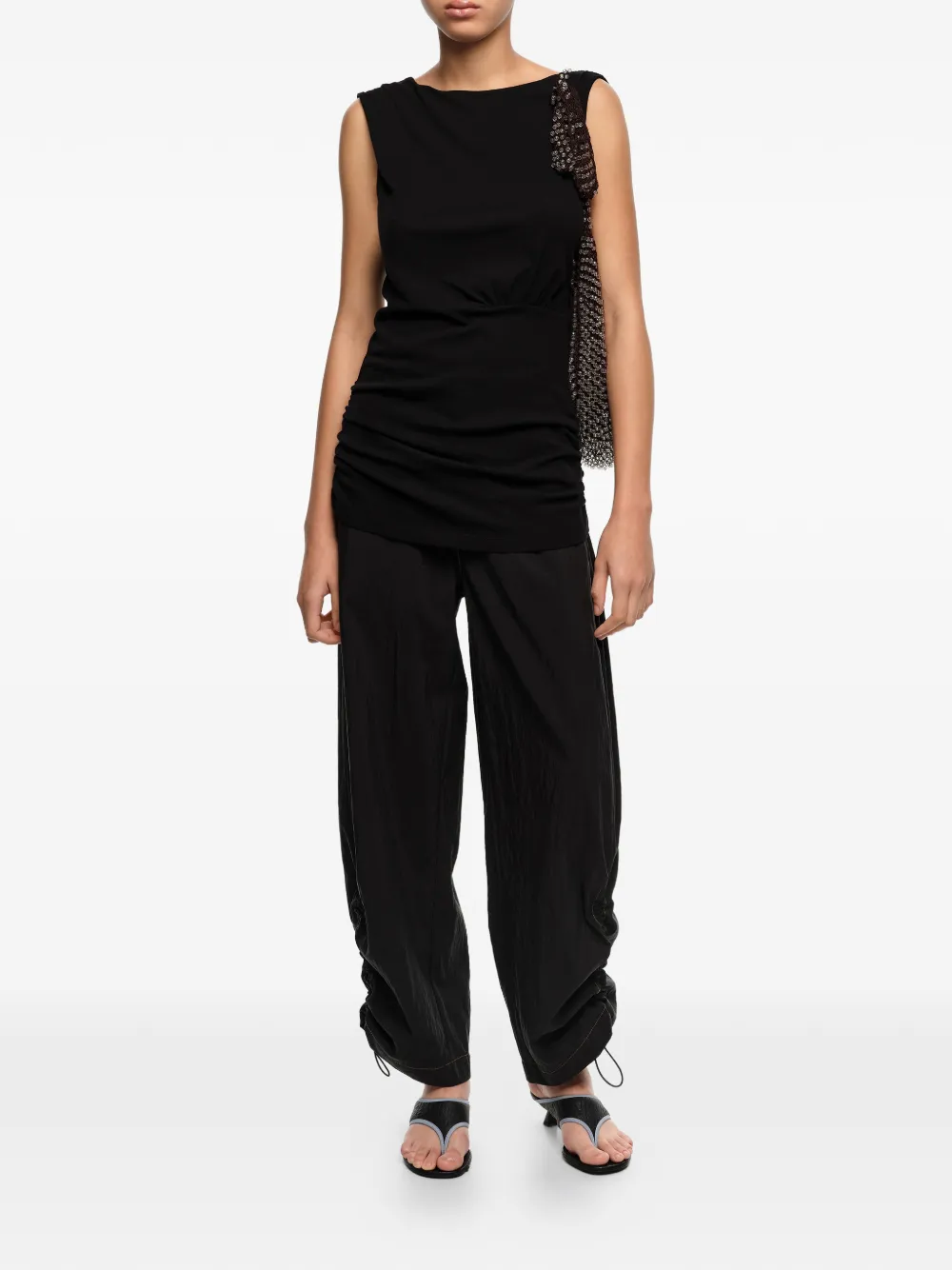 BIMBA Y LOLA Tanktop met open rug en ruches Zwart