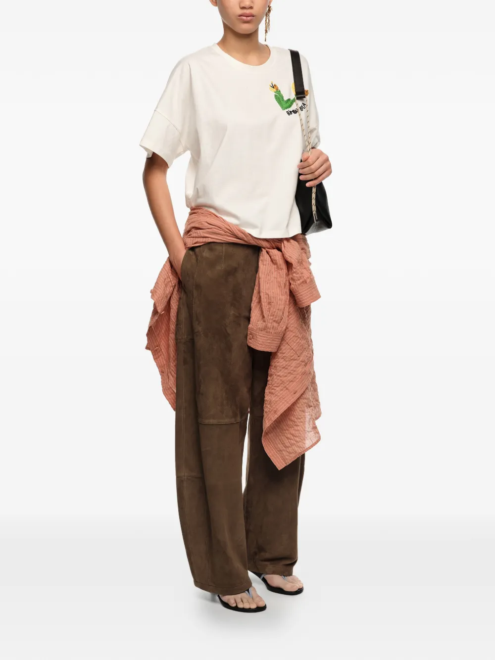 Bimba y Lola T-shirt met geborduurde bloemen Wit