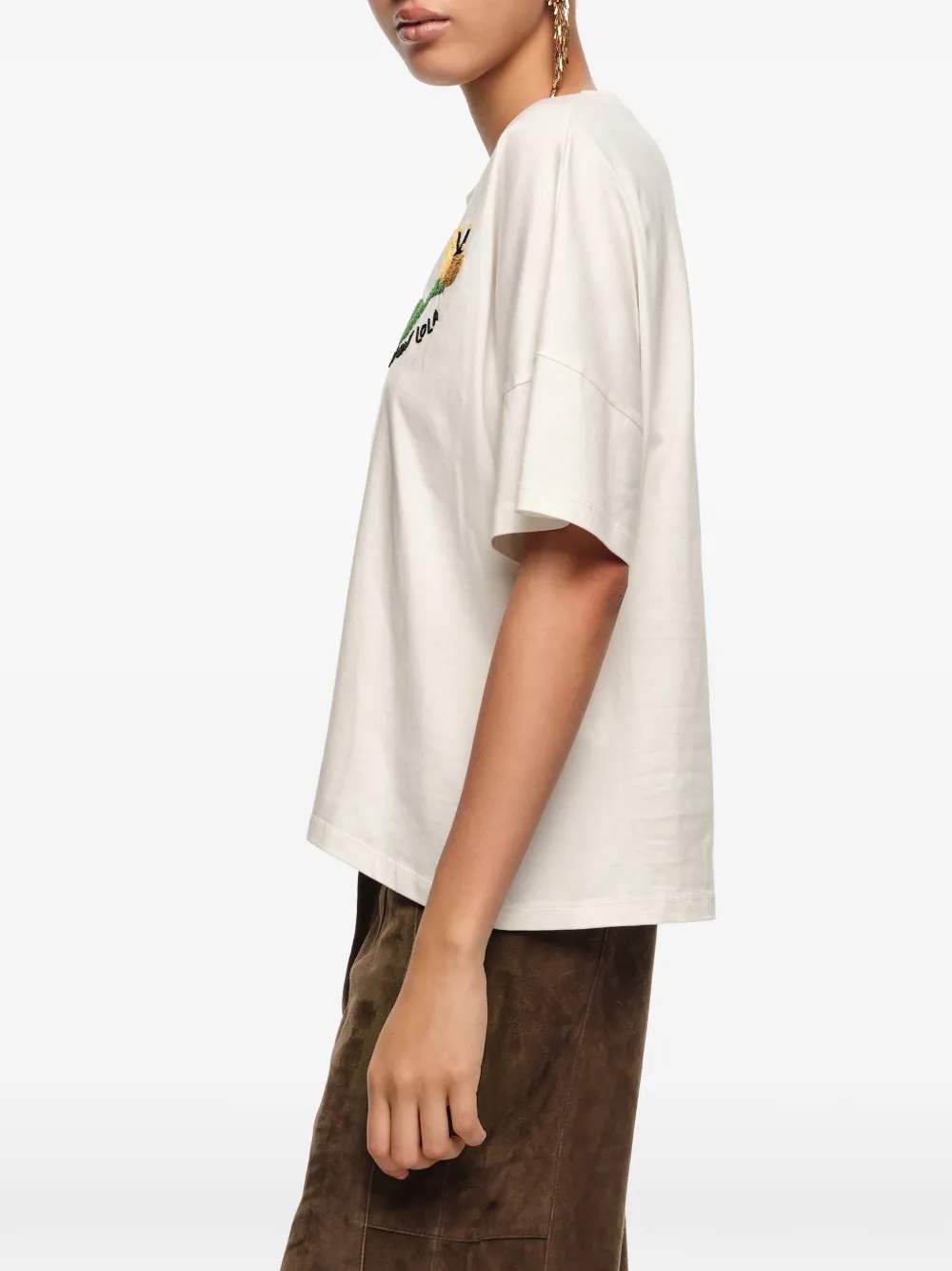 Bimba y Lola T-shirt met geborduurde bloemen Wit
