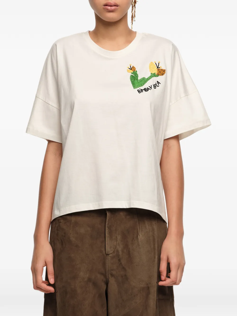 Bimba y Lola T-shirt met geborduurde bloemen Wit
