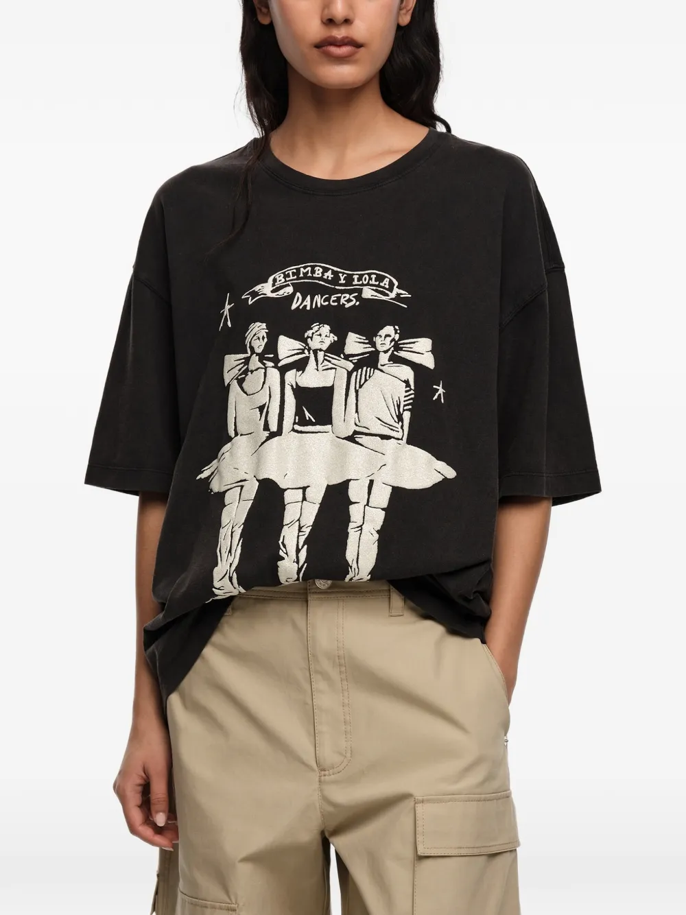 Bimba y Lola T-shirt met grafische print Zwart
