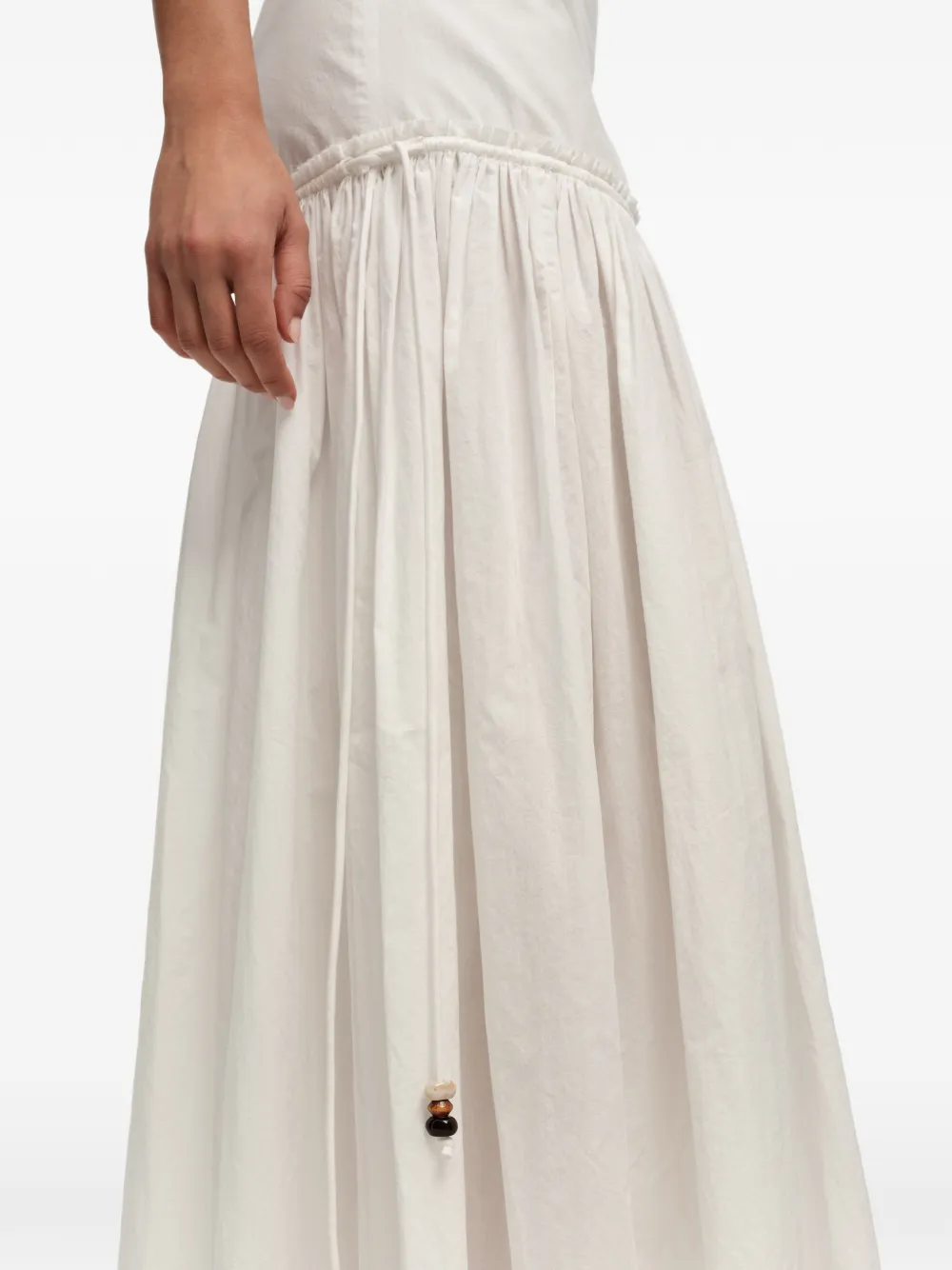 Gathered Cotton Midi Skirt