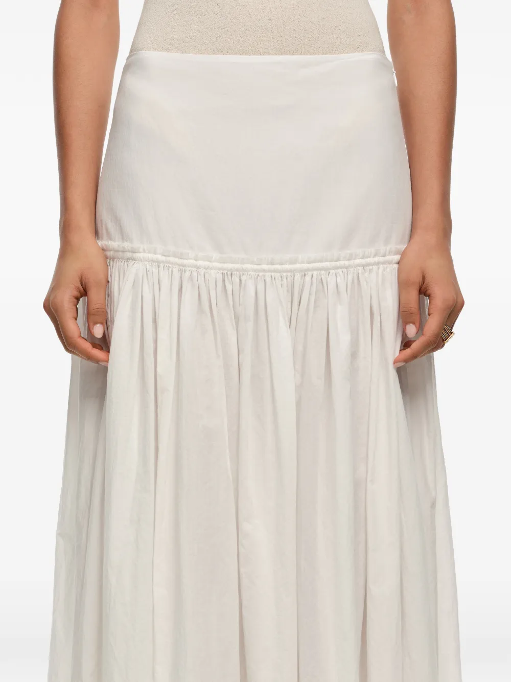 Gathered Cotton Midi Skirt