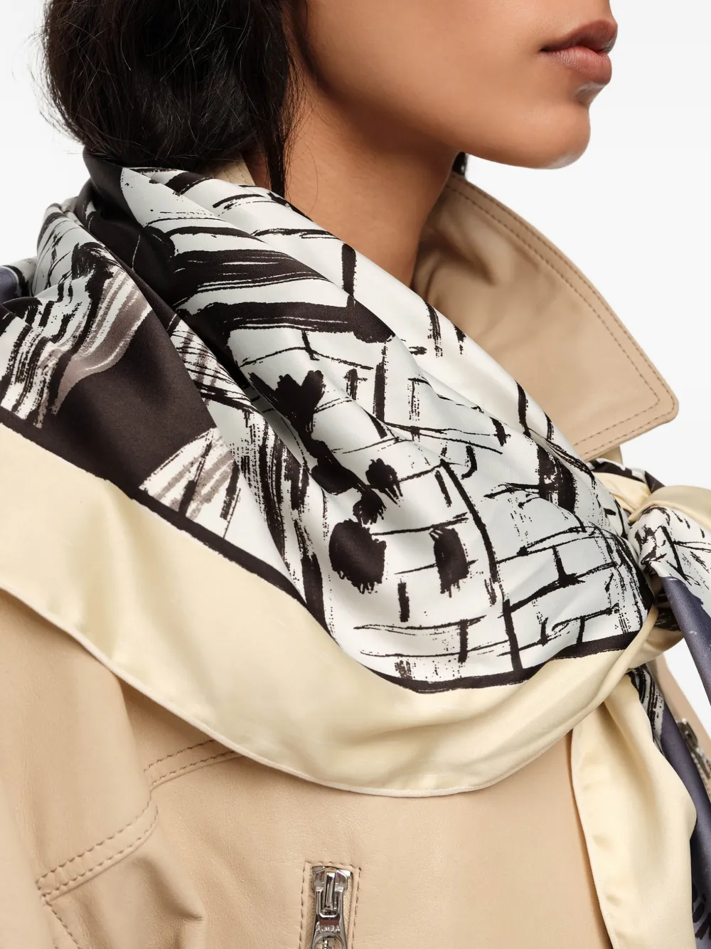  Bimba Y Lola Graphite-patterned Scarf - Grey 