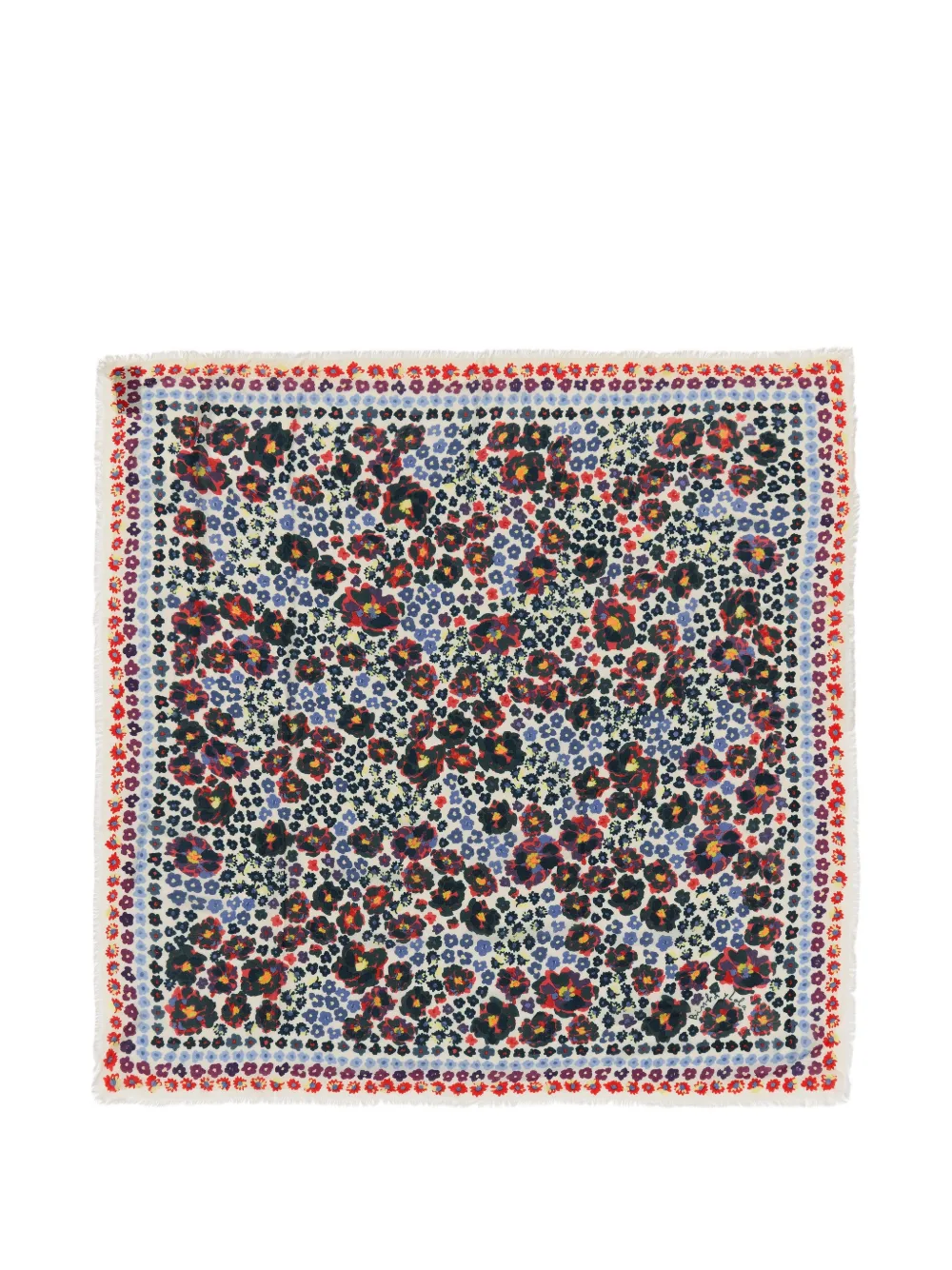 Bimba y Lola Sciarpa a fiori con frange - Toni neutri