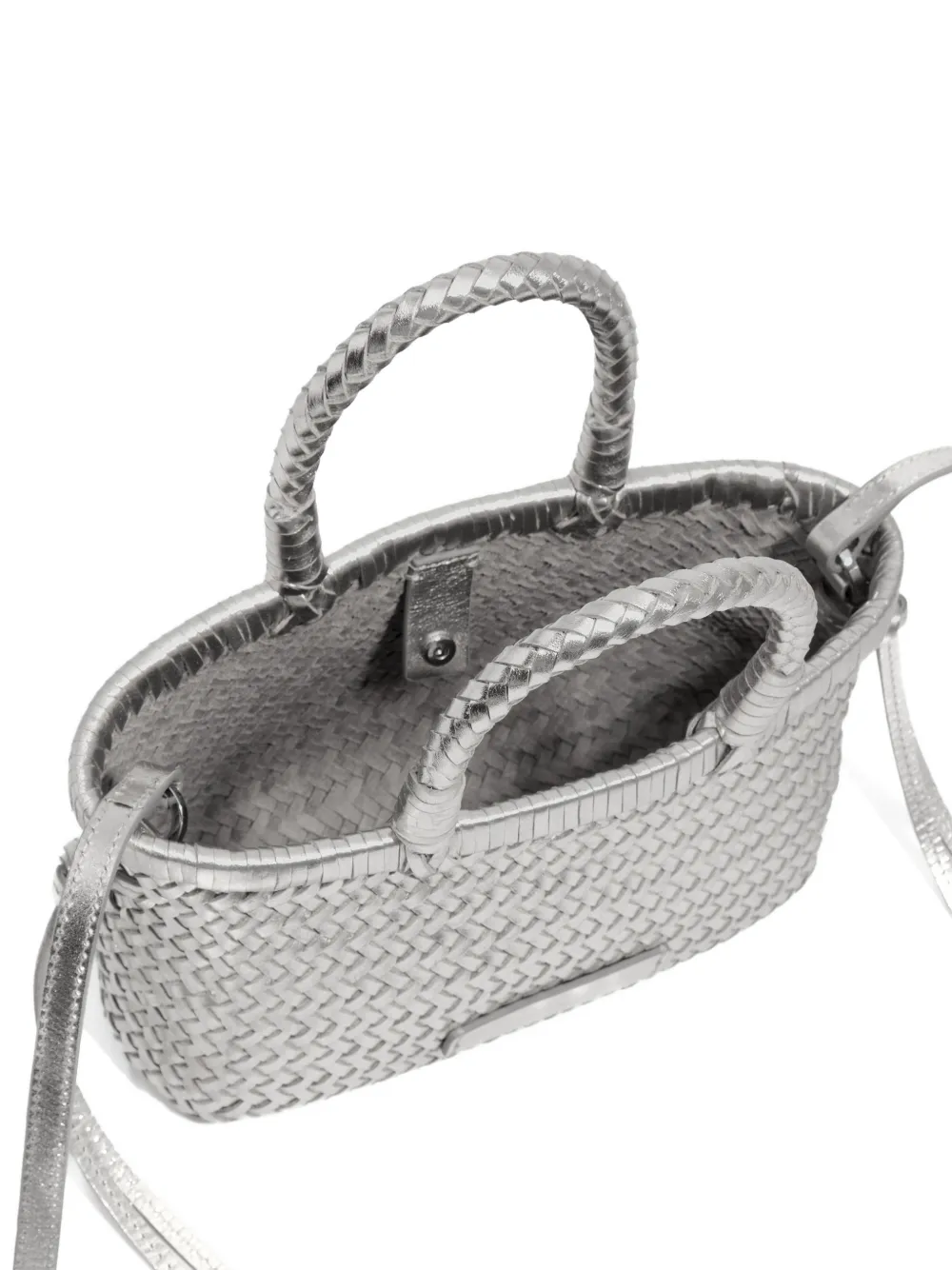 Mini Braided-Handle Leather Tote Bag