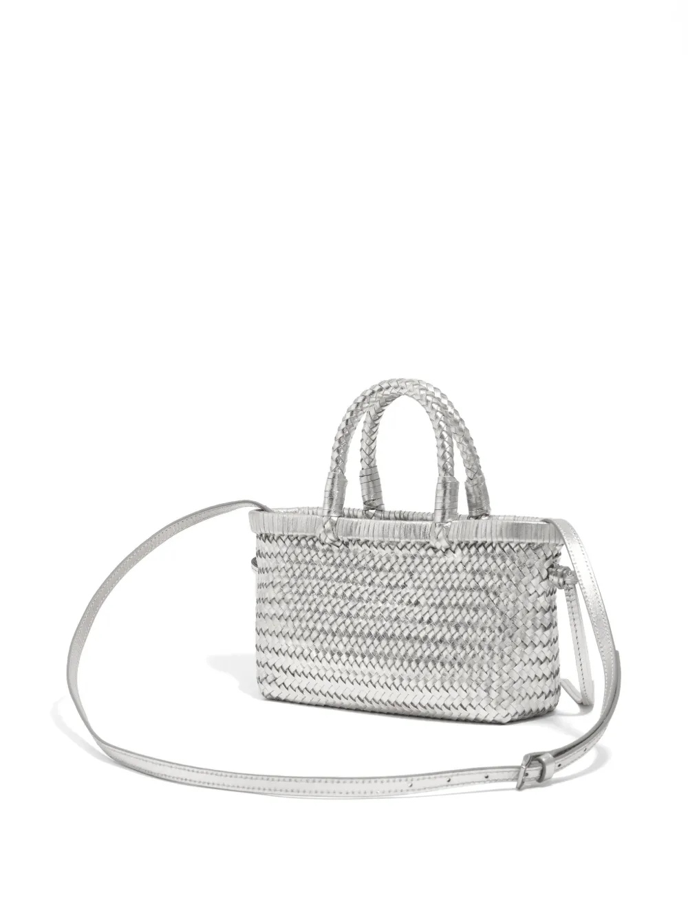 Mini Braided-Handle Leather Tote Bag