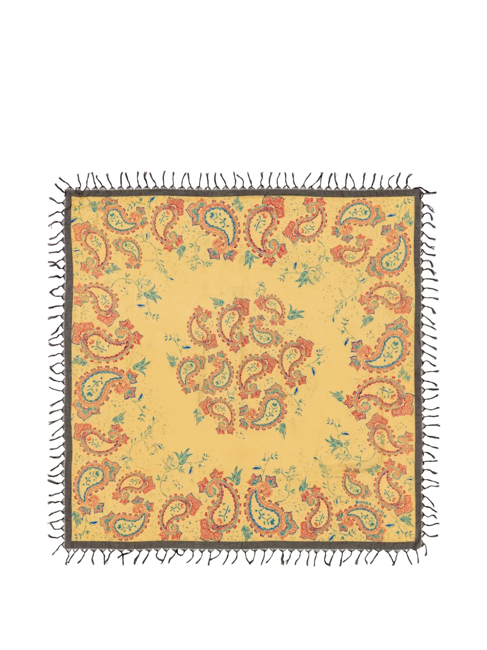  Bimba Y Lola Paisley Fringed Scarf - Yellow 