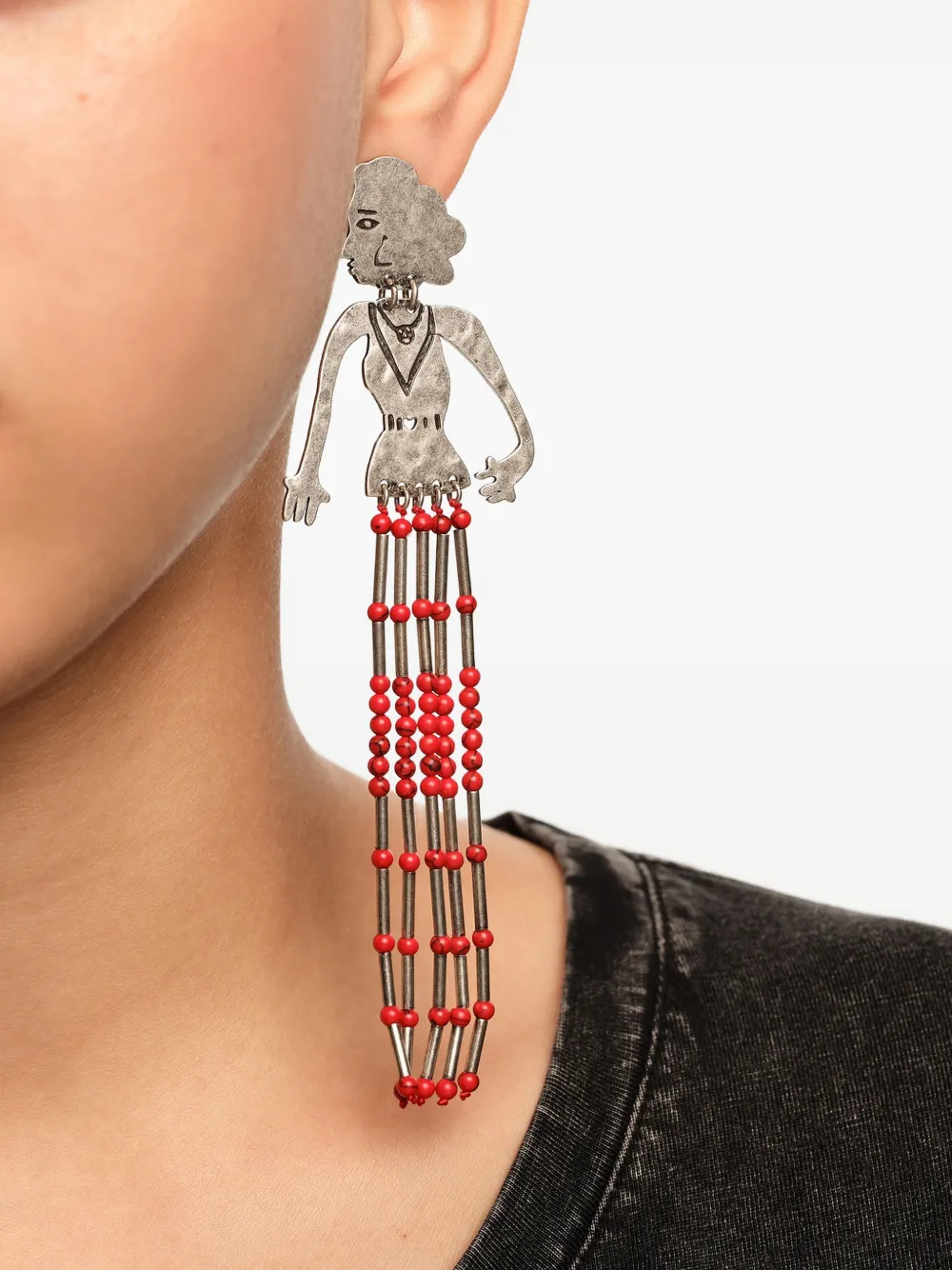  Bimba Y Lola Silhouette Beaded Earrings - Silver 