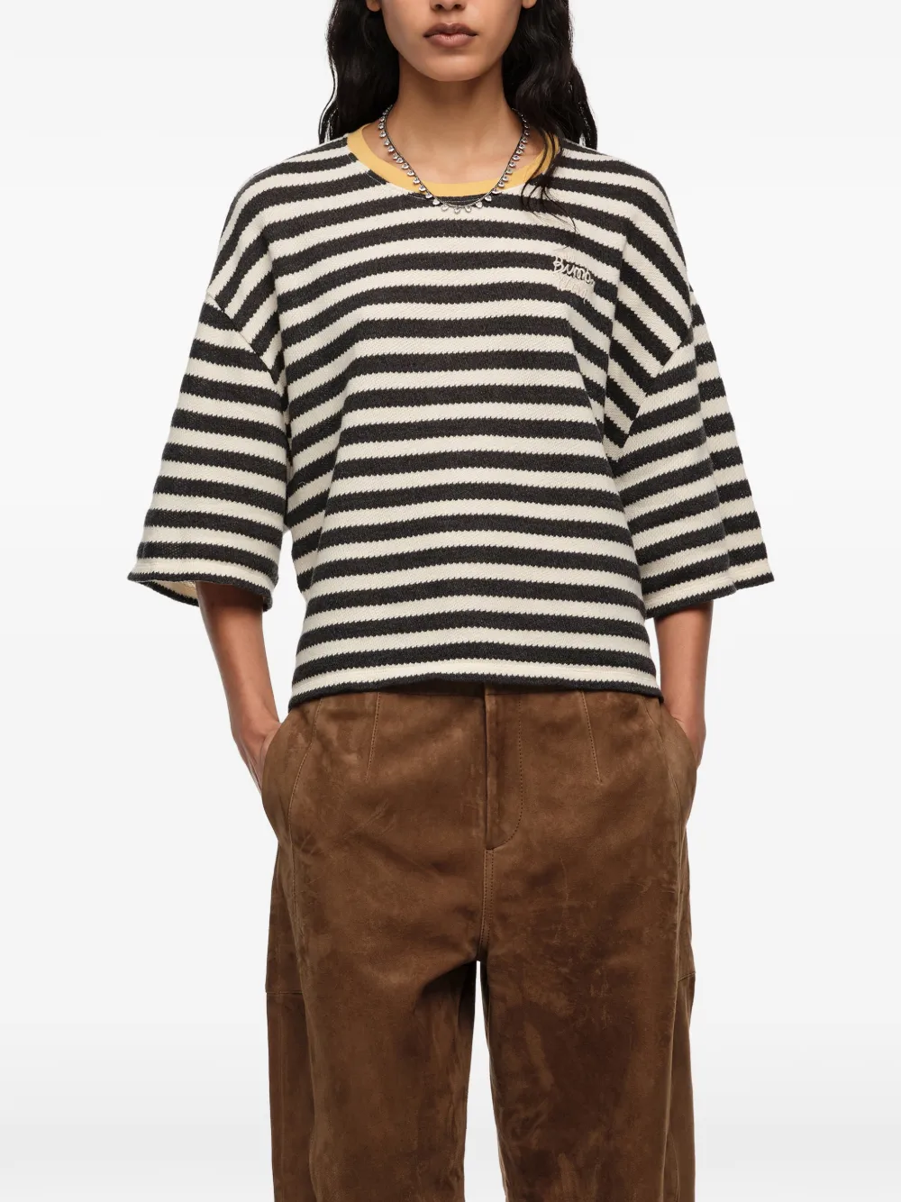 BIMBA Y LOLA T-shirt met geborduurd logo Zwart