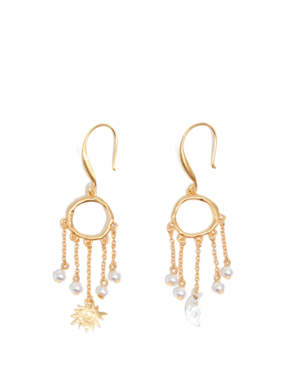 Bimba y Lola Orecchini a catena Sun and Moon - Oro