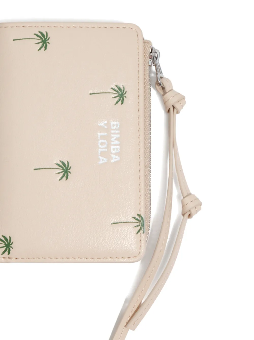 BIMBA Y LOLA Palms leren portemonnee met rits Beige