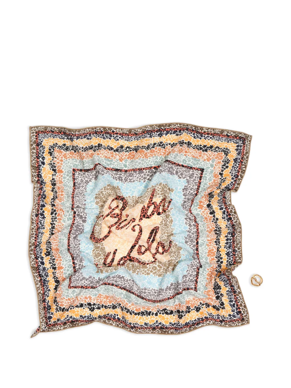 BIMBA Y LOLA Sjaal met bloemenprint en hartring Beige