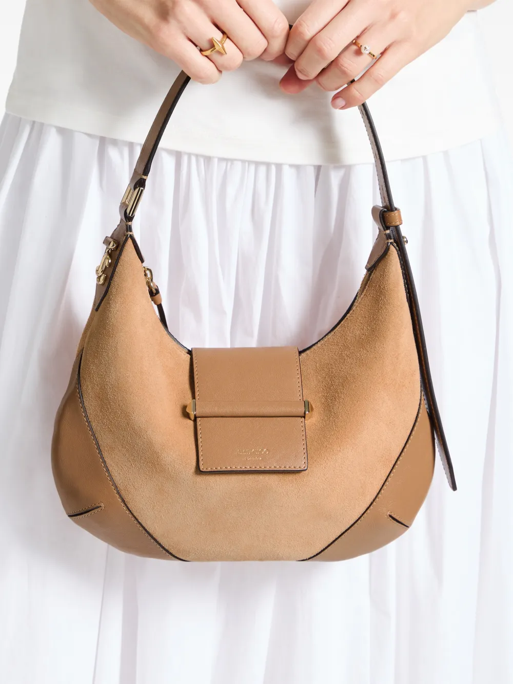  Jimmy Choo Small Bar Leather Shoulder Bag - Neutrals 