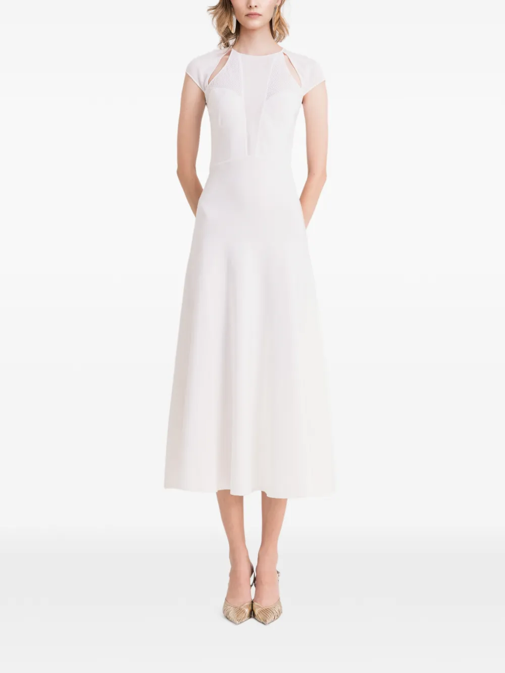 Gemy Maalouf Abito midi con dettaglio cut-out - Bianco