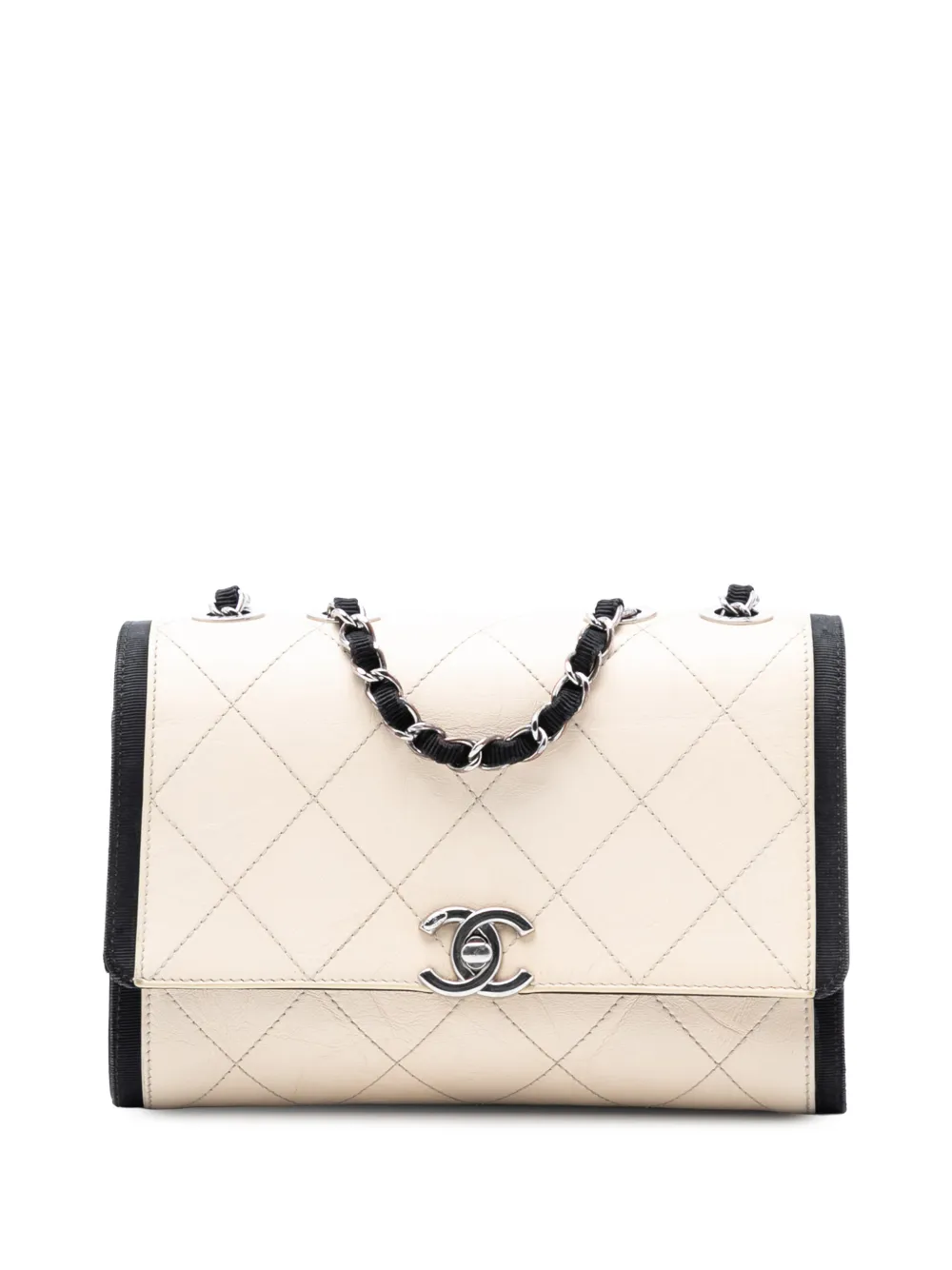 CHANEL Pre-Owned 2018 CC Quilted Crumpled Calfskin and Grosgrain Flap crossbody bag - Marrone
