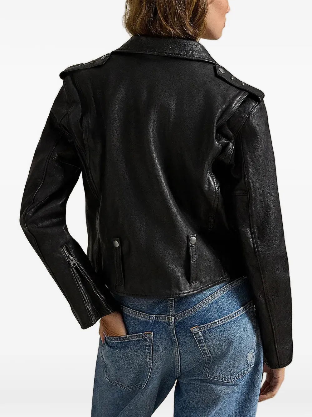 Polo Ralph Lauren Leren bikerjack Zwart