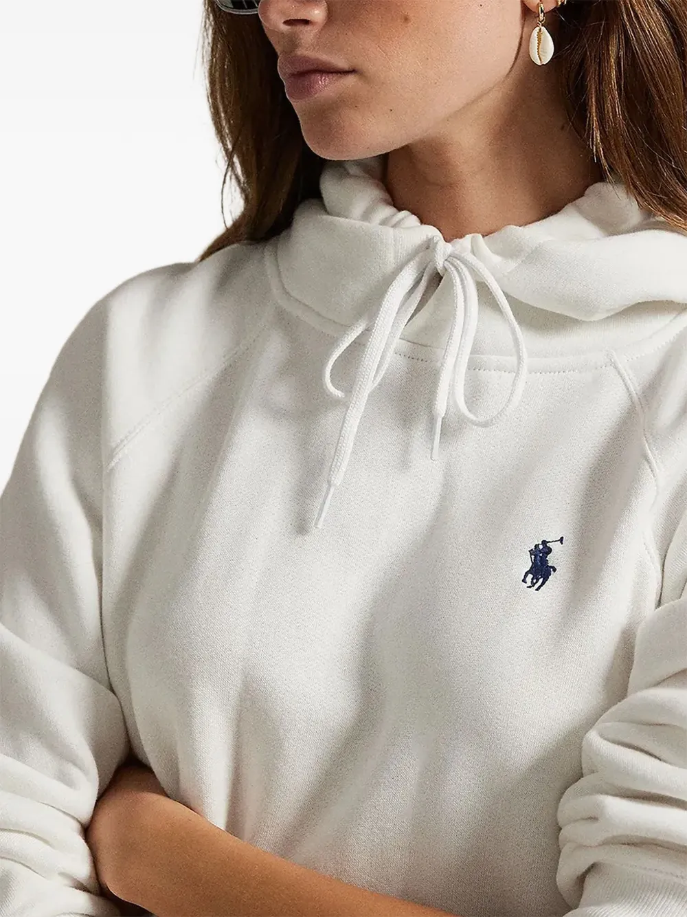 Polo Ralph Lauren Fleece hoodie met gekrompen pasvorm Wit