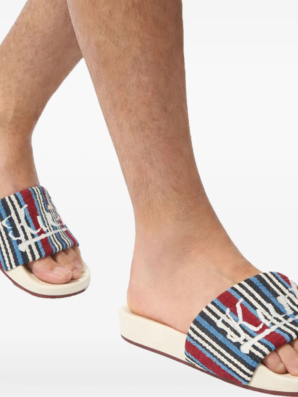 Kurt Geiger London Gestreepte slippers met geborduurd logo Rood