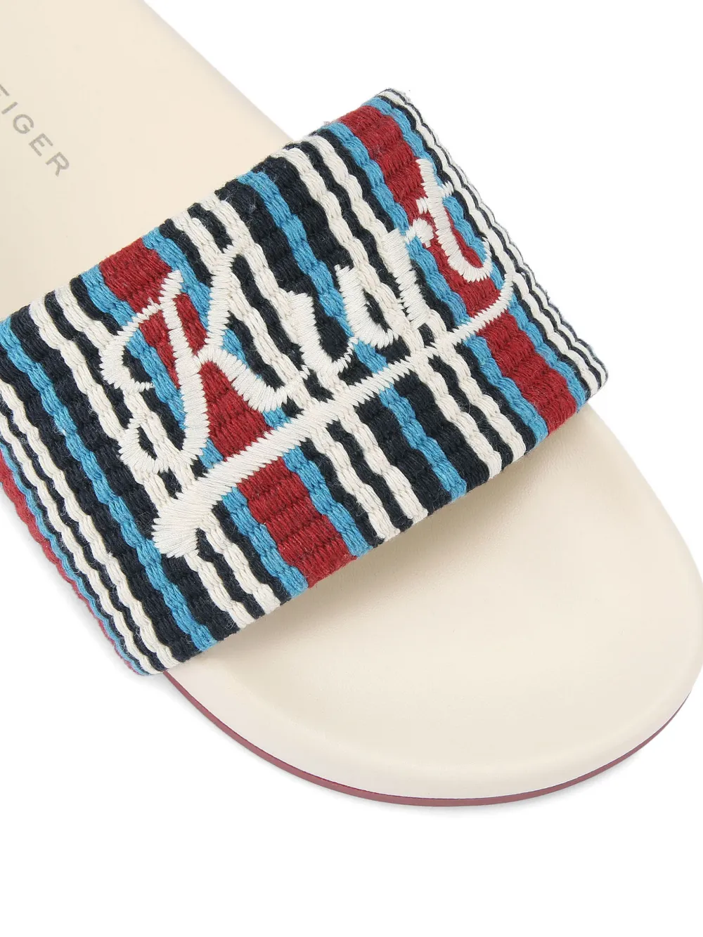 Kurt Geiger London Gestreepte slippers met geborduurd logo Rood