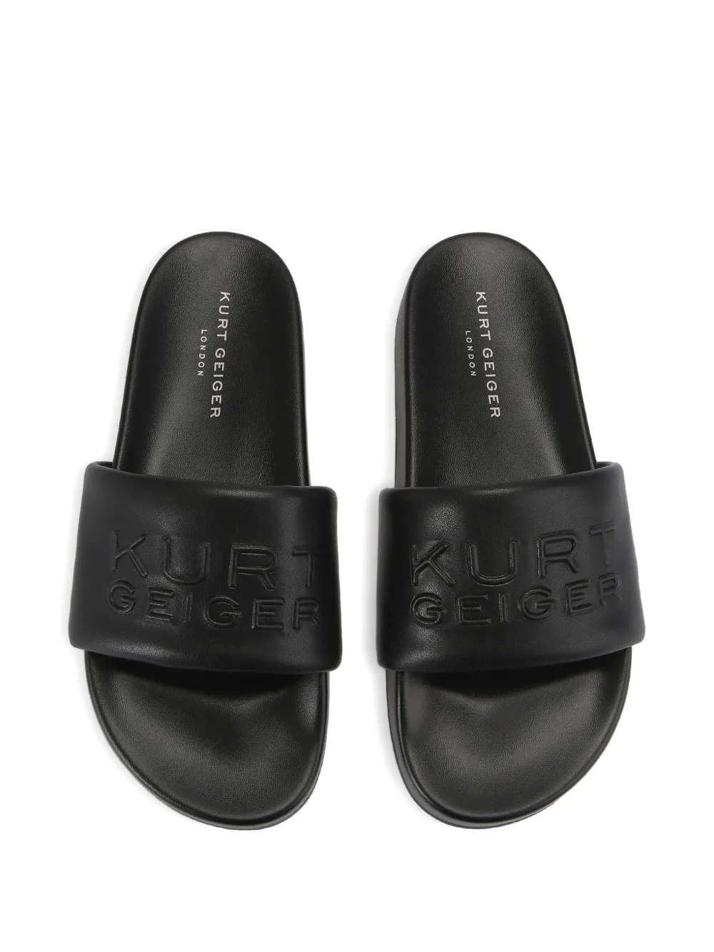 Kurt Geiger London Stacked slippers met logo-reliëf Zwart