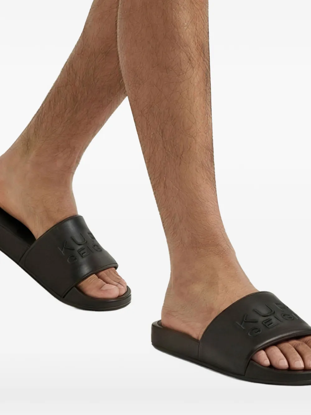 Kurt Geiger London Stacked slippers met logo-reliëf Zwart