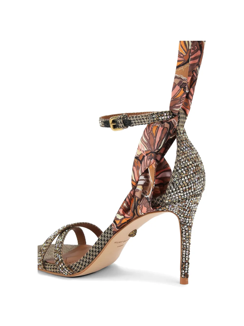 Kurt Geiger London houndstooth-pattern crystal-embellishment sandals Oranje