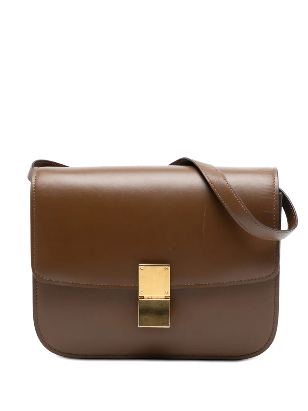 Celine Pre-Owned 2017 Medium Calfskin Classic Box crossbody bag - Marrone