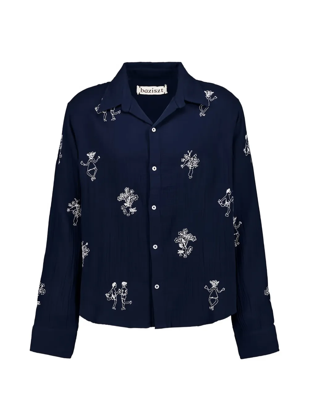 Baziszt embroidered button-up shirt - Blue