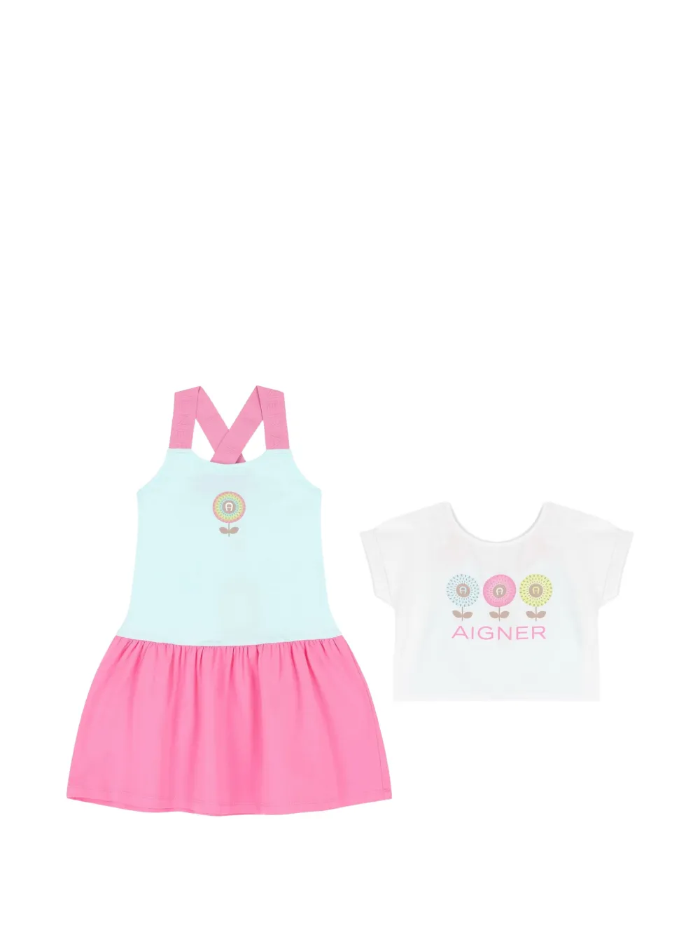 Aigner Kids flower logo dress - Rosa