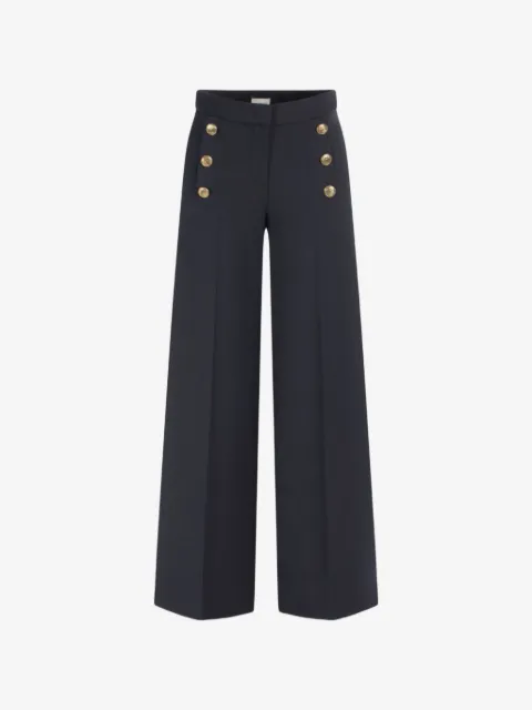 Seductive button wide leg trousers