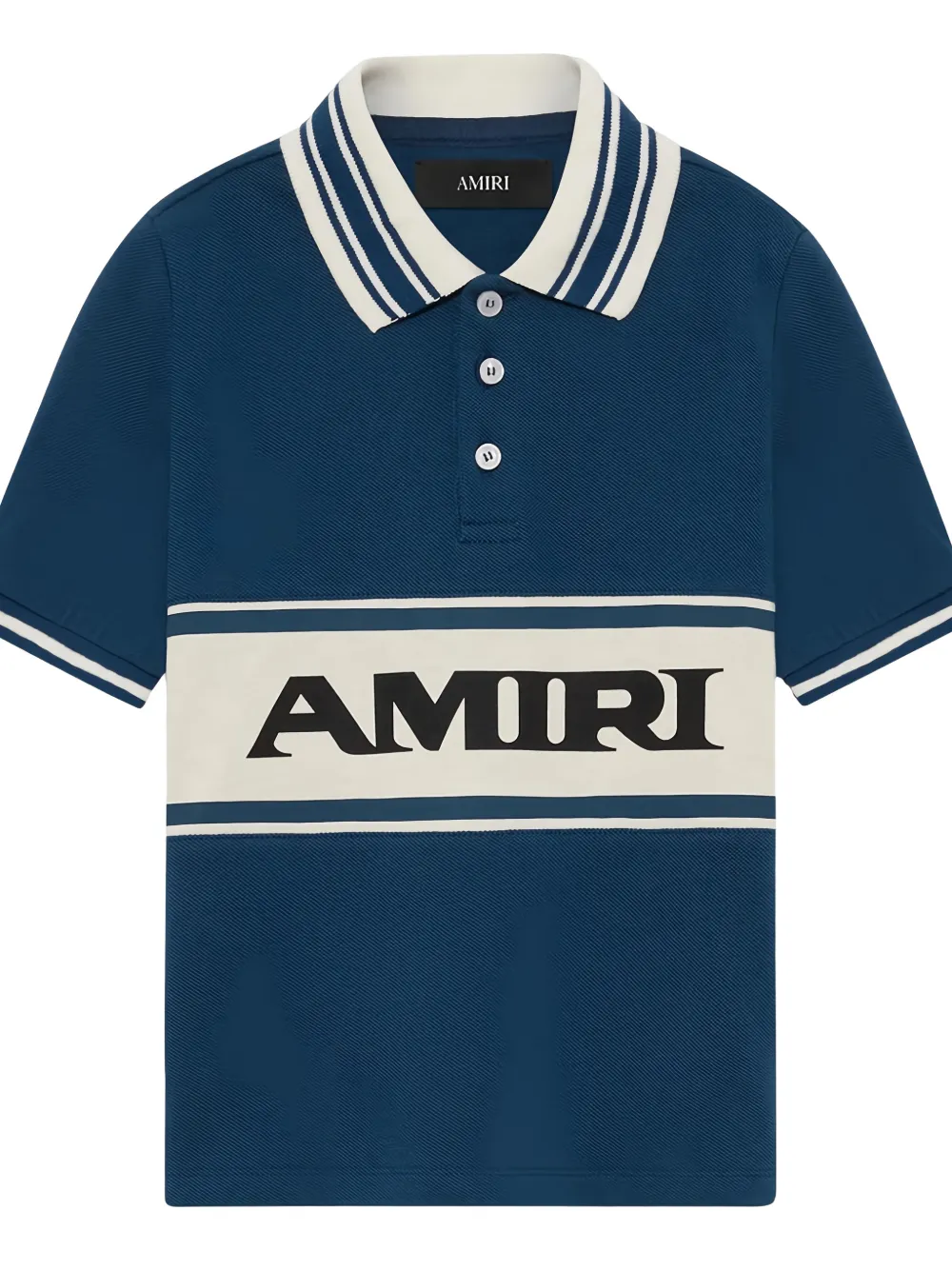  Amiri Kids Striped Logo Polo Shirt - Blue 