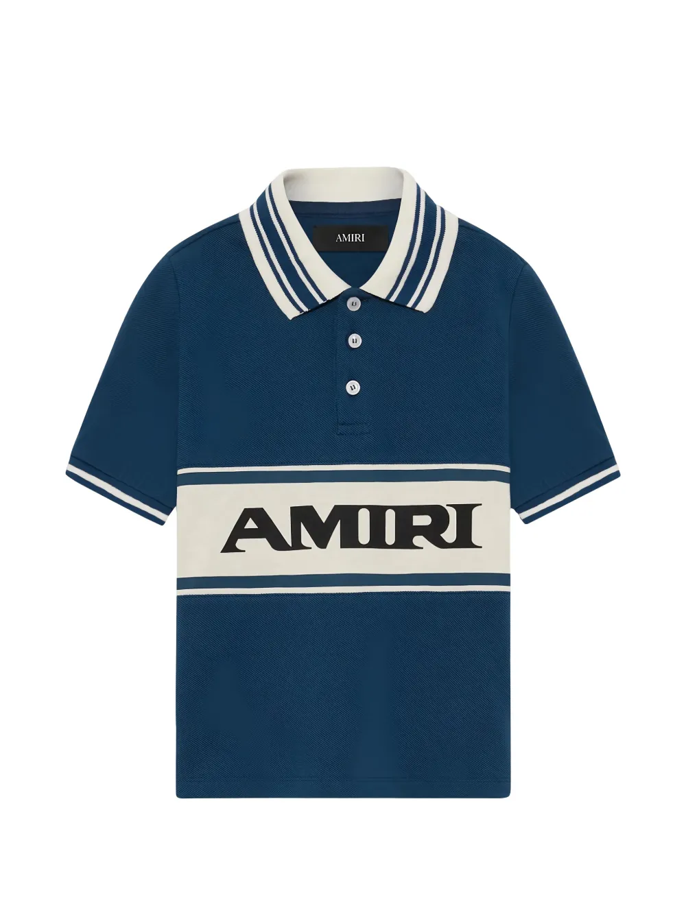 AMIRI KIDS striped logo polo shirt - Blu