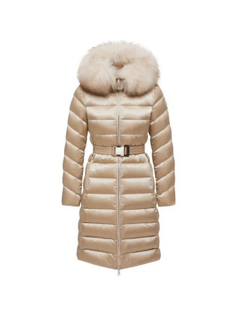 Moncler fur collar belted coat