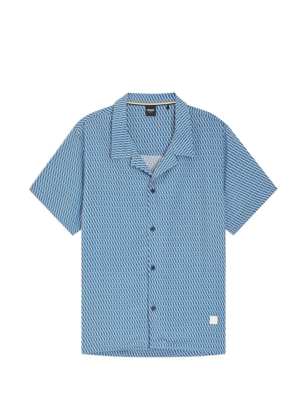 BOSS diamond-pattern short-sleeve shirt – Blue