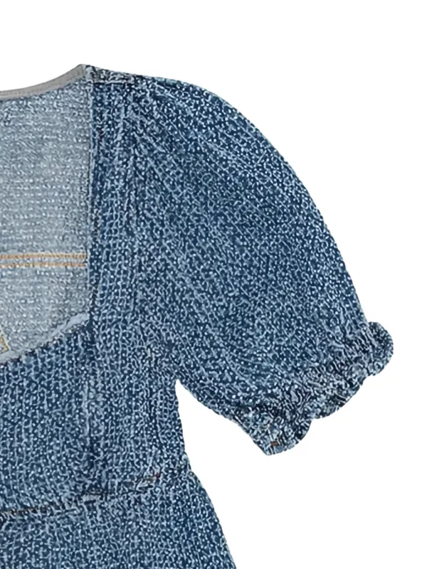 ✴︎GANNI ✴︎ GANNI Textured Denim Top | Blue | FARFETCH SG
