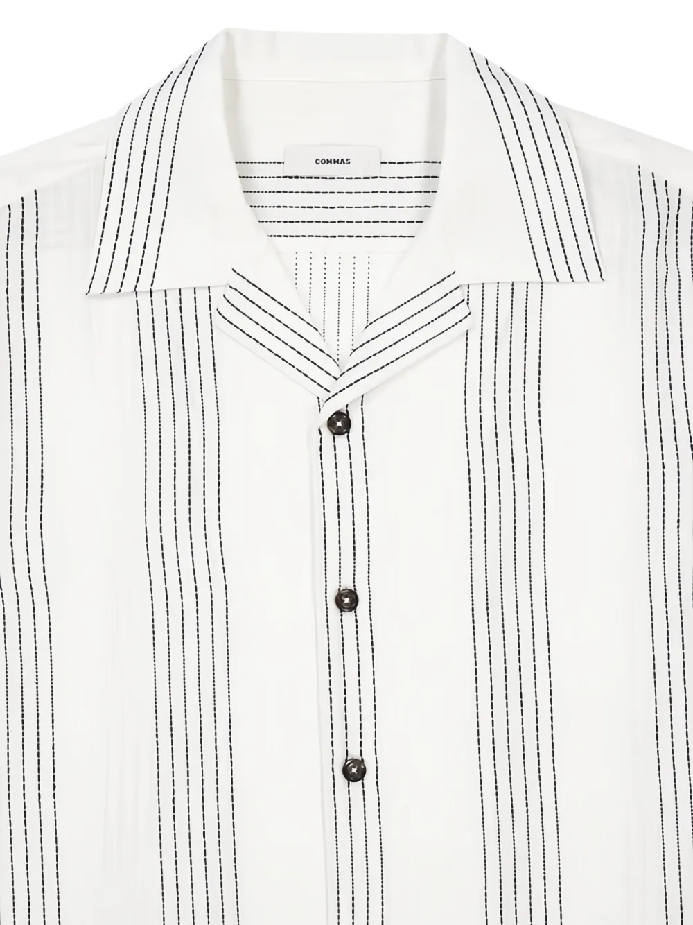  Commas Striped Camp-collar Shirt - White 