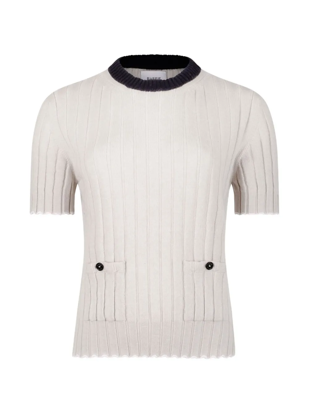 Barrie pocket ribbed knitted pullover - Bianco