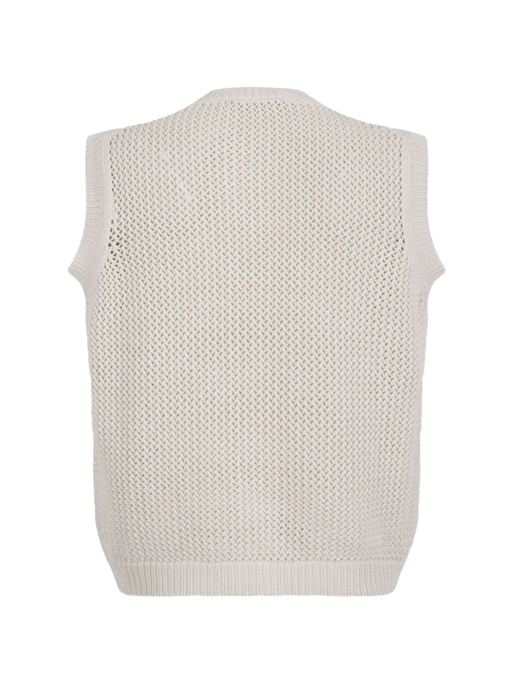  Max Mara Nome Open Knit Button Vest - Neutrals 