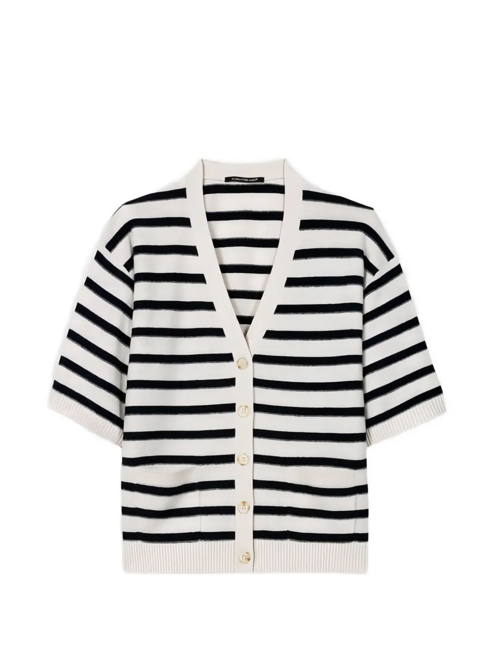 Luisa Cerano striped short-sleeve cardigan - Bianco