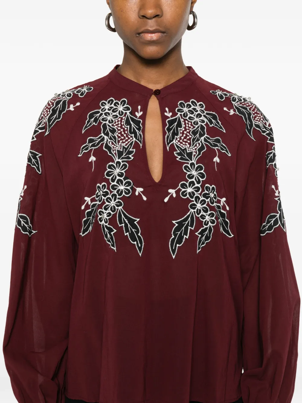 Essentiel Antwerp Shirt met geborduurde bloemen Rood
