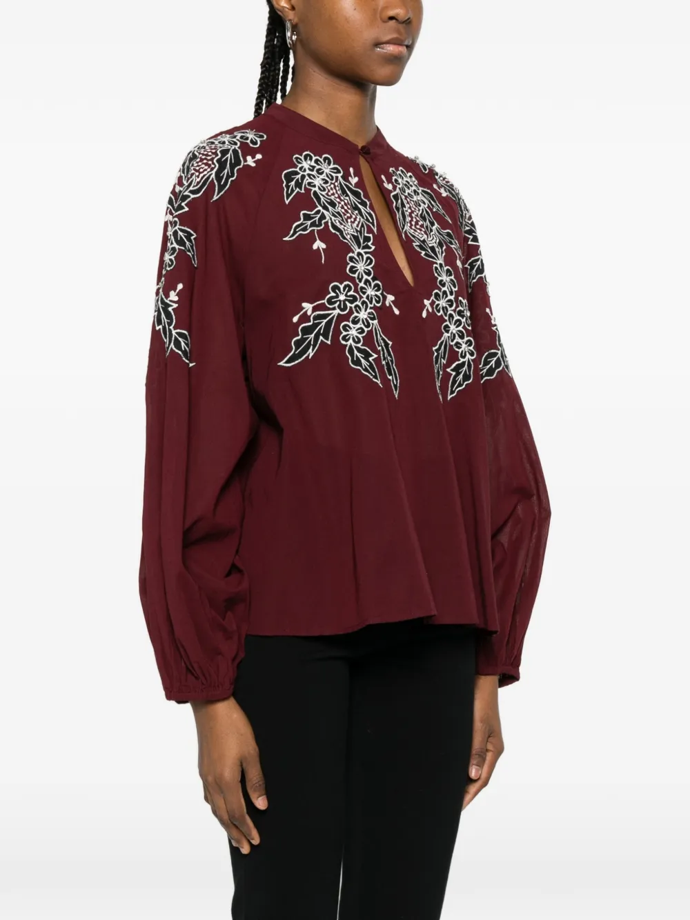 Essentiel Antwerp Shirt met geborduurde bloemen Rood