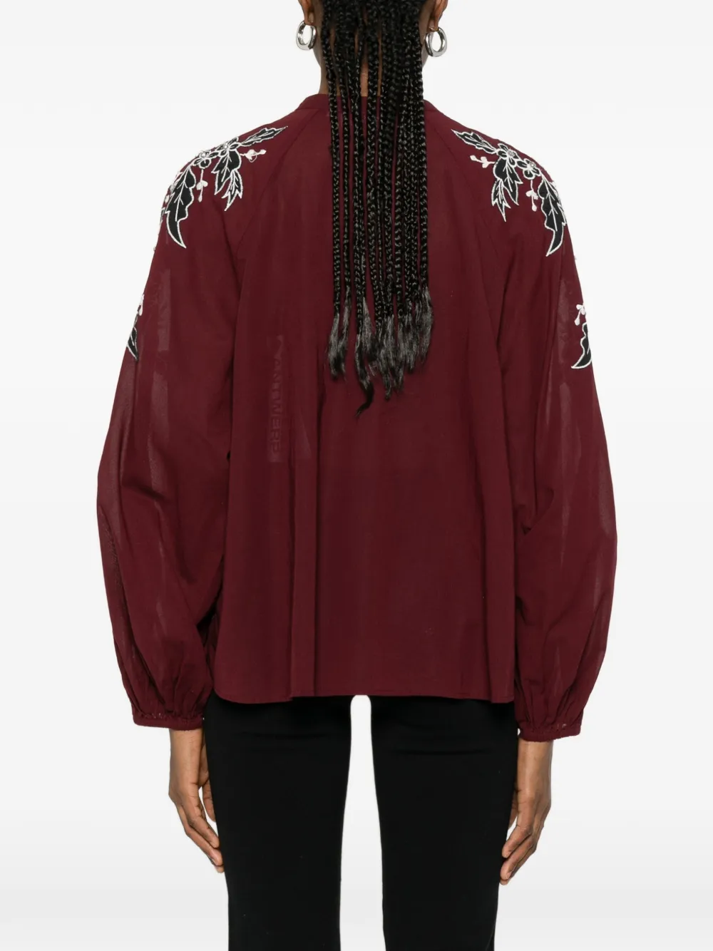 Essentiel Antwerp Shirt met geborduurde bloemen Rood